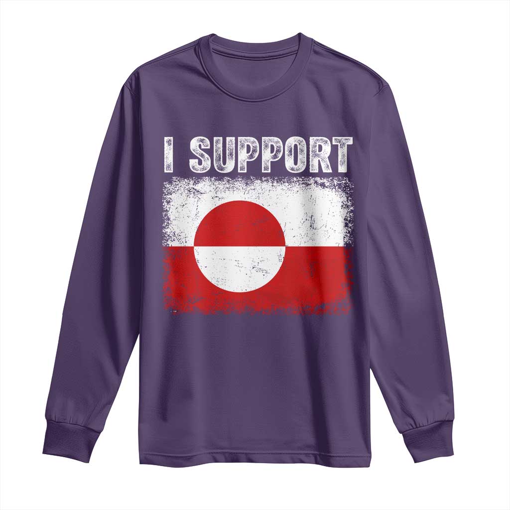 I Support Greenland Long Sleeve Shirt Grunge Flag