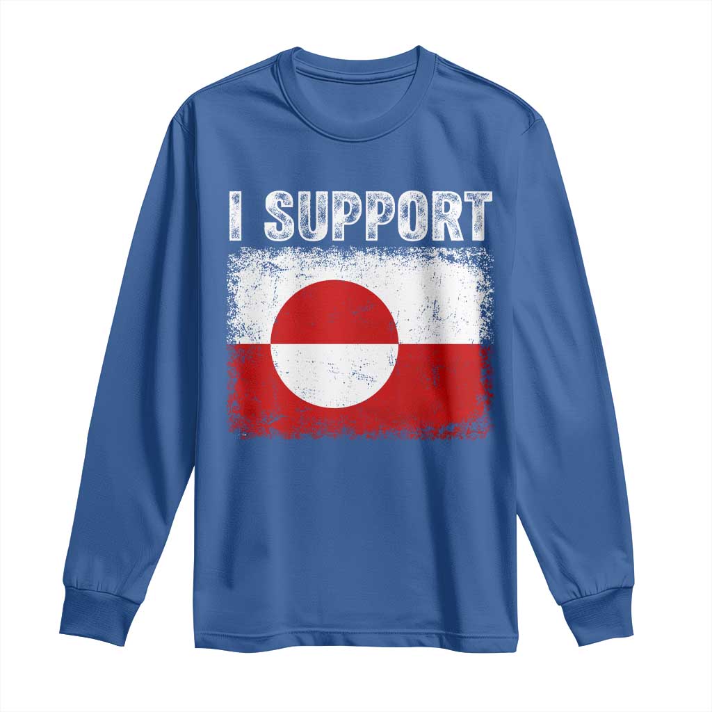 I Support Greenland Long Sleeve Shirt Grunge Flag