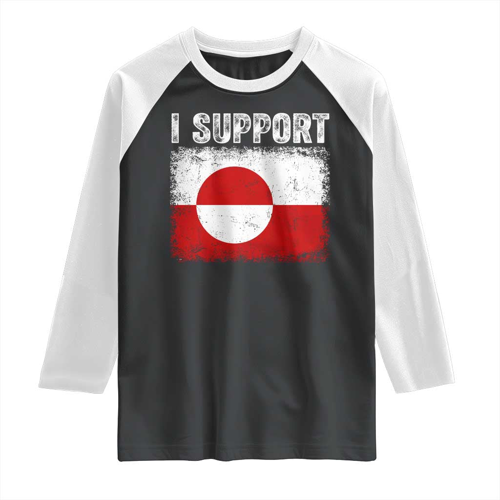 I Support Greenland Raglan Shirt Grunge Flag