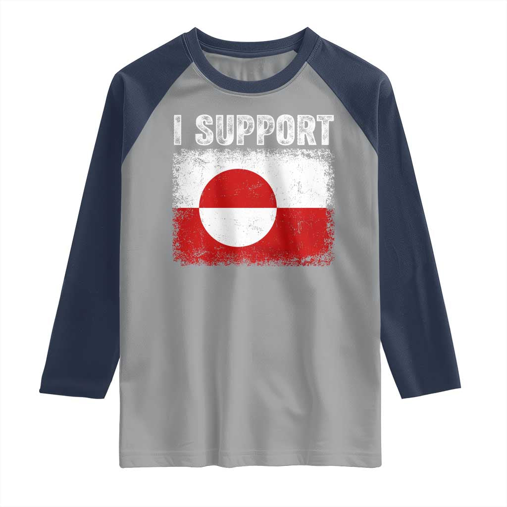 I Support Greenland Raglan Shirt Grunge Flag