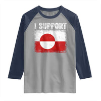 I Support Greenland Raglan Shirt Grunge Flag