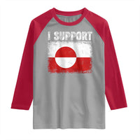 I Support Greenland Raglan Shirt Grunge Flag