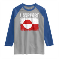 I Support Greenland Raglan Shirt Grunge Flag