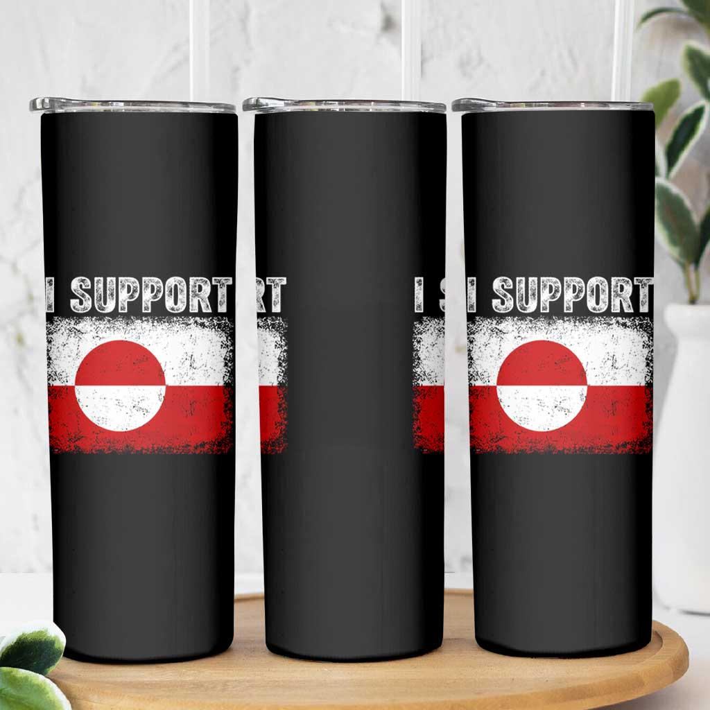 I Support Greenland Skinny Tumbler Grunge Flag