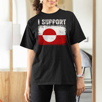 I Support Greenland T Shirt For Women Grunge Flag