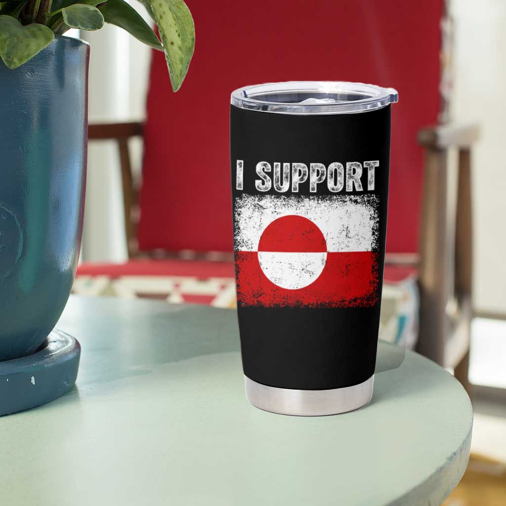 I Support Greenland Tumbler Cup Grunge Flag