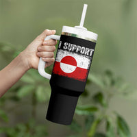 I Support Greenland Tumbler With Handle Grunge Flag