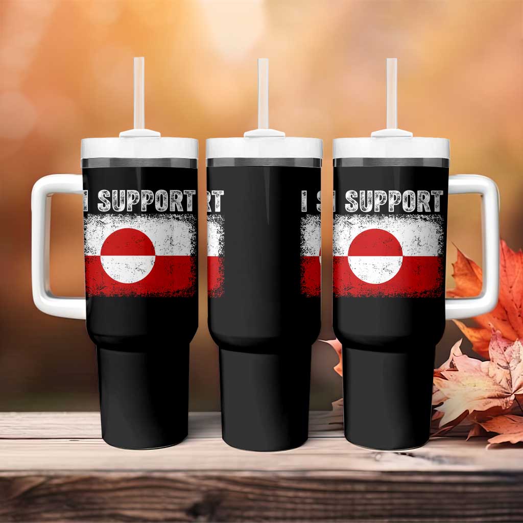 I Support Greenland Tumbler With Handle Grunge Flag