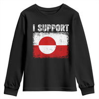 I Support Greenland Youth Sweatshirt Grunge Flag