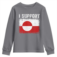 I Support Greenland Youth Sweatshirt Grunge Flag