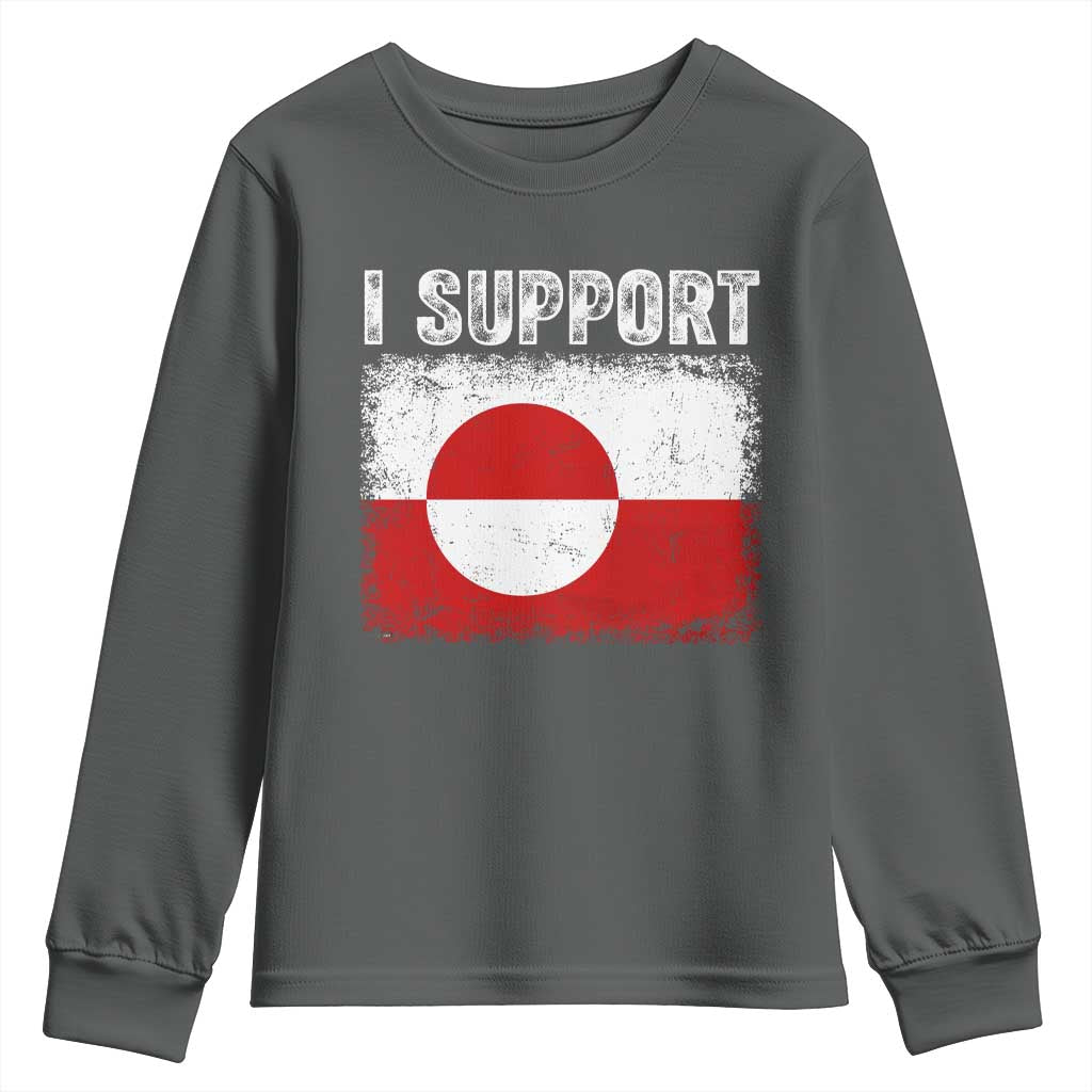 I Support Greenland Youth Sweatshirt Grunge Flag
