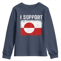 I Support Greenland Youth Sweatshirt Grunge Flag