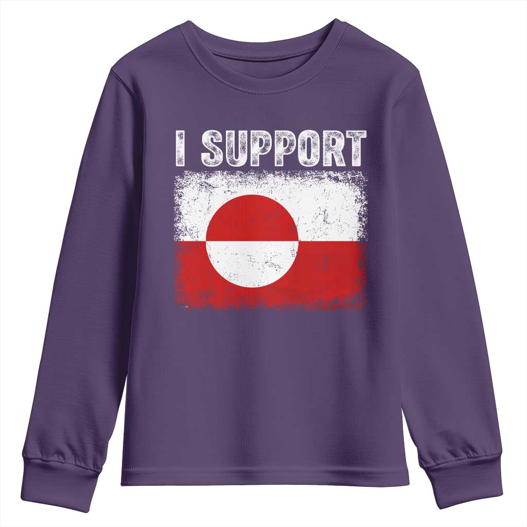 I Support Greenland Youth Sweatshirt Grunge Flag