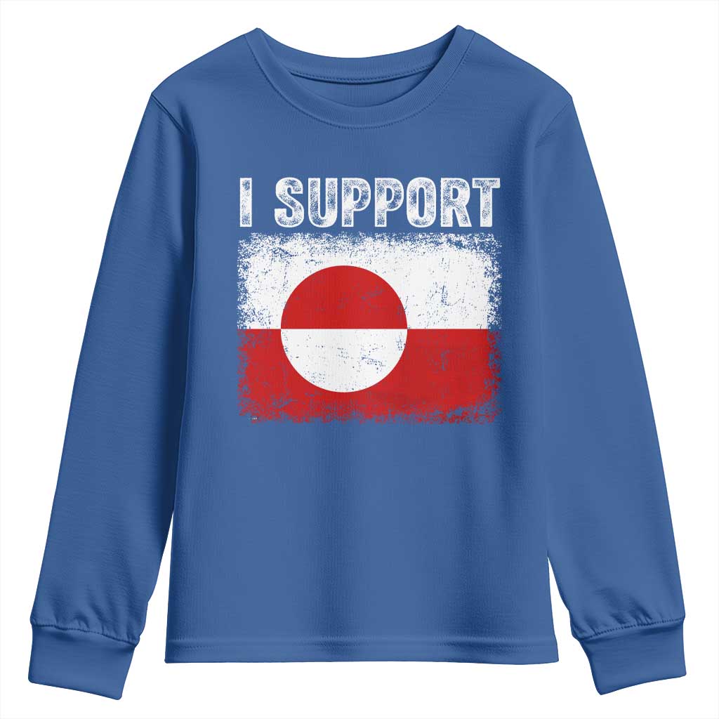 I Support Greenland Youth Sweatshirt Grunge Flag