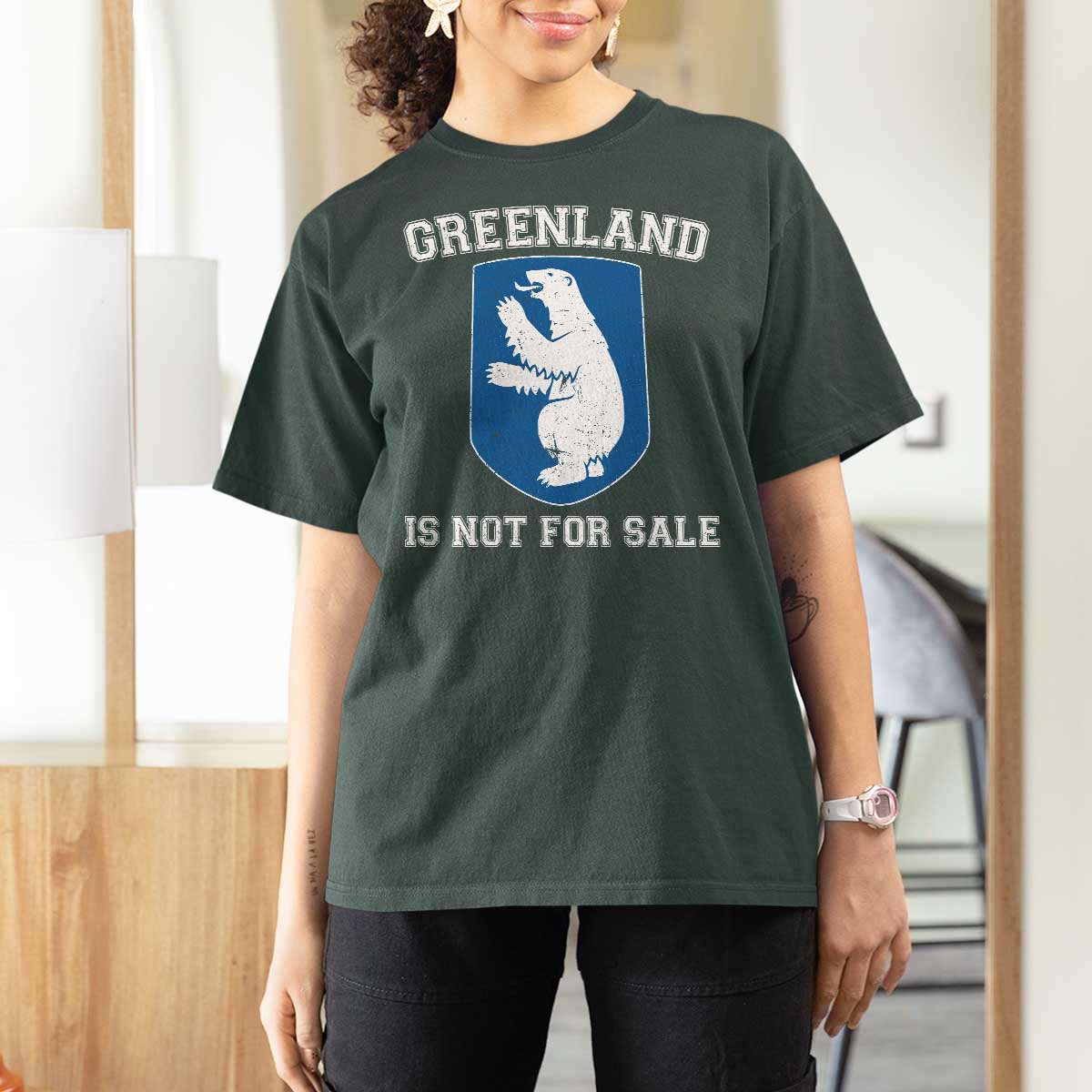 Greenland Is Not For Sale T Shirt For Women Polar Bear Vintage Political Protest