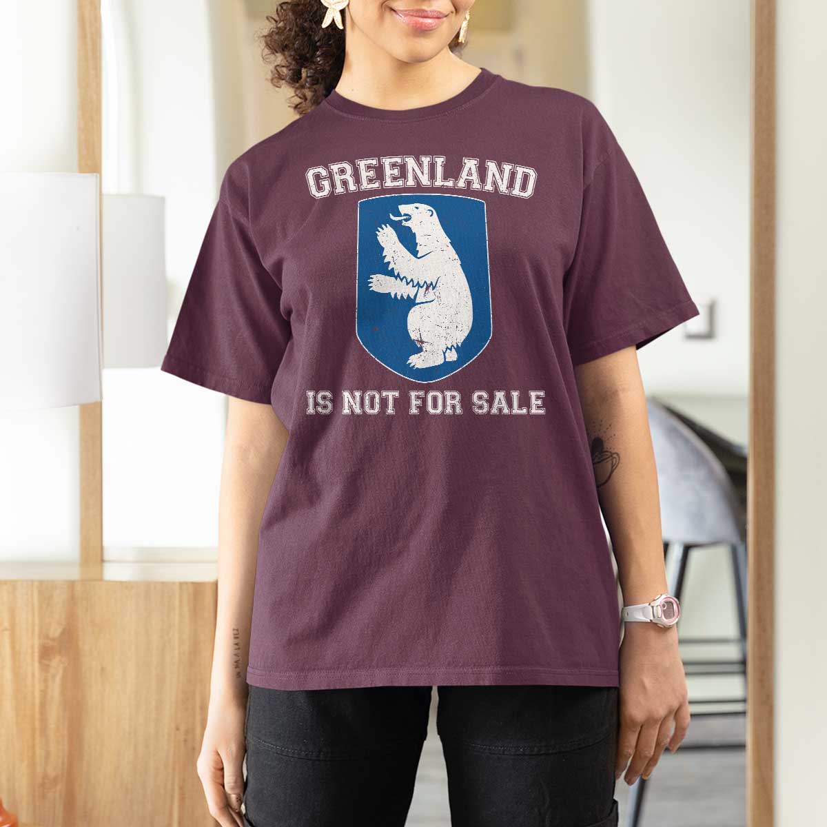 Greenland Is Not For Sale T Shirt For Women Polar Bear Vintage Political Protest