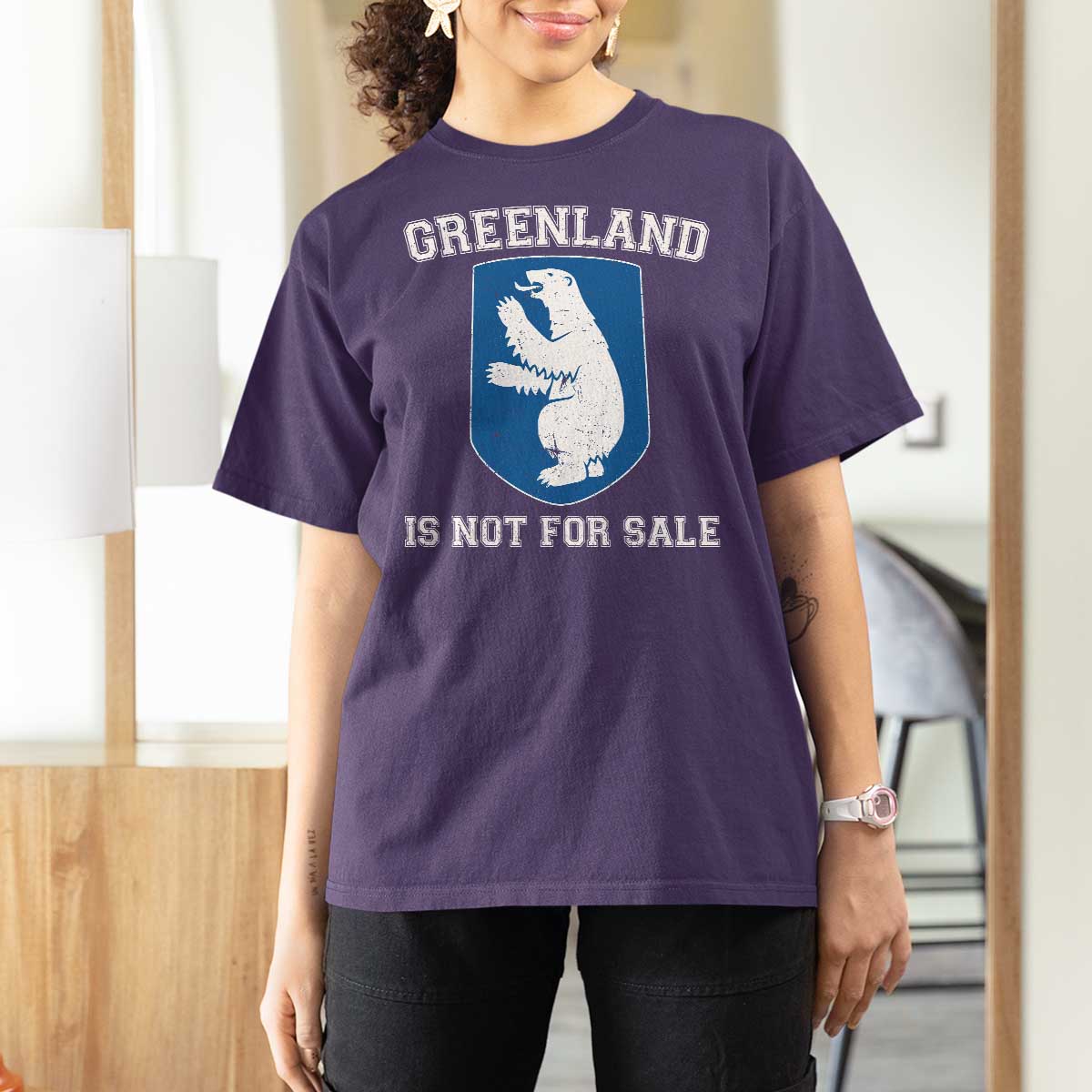 Greenland Is Not For Sale T Shirt For Women Polar Bear Vintage Political Protest