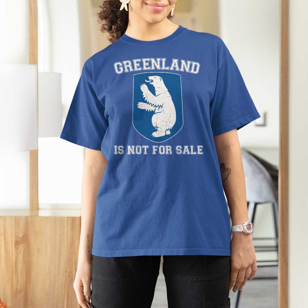 Greenland Is Not For Sale T Shirt For Women Polar Bear Vintage Political Protest