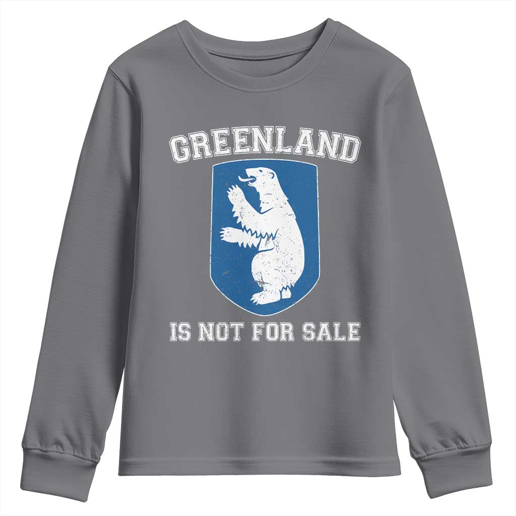 Greenland Is Not For Sale Youth Sweatshirt Polar Bear Vintage Political Protest