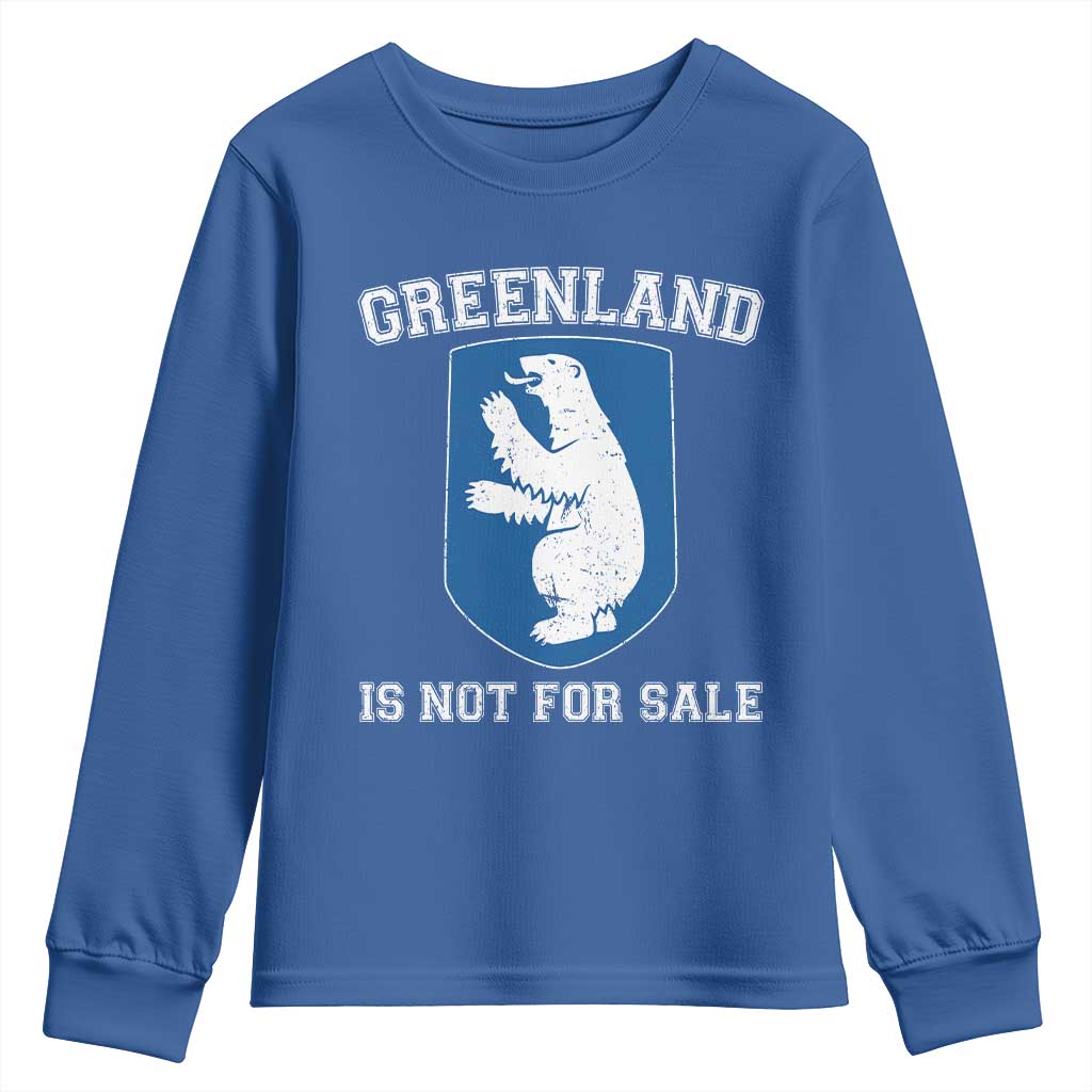Greenland Is Not For Sale Youth Sweatshirt Polar Bear Vintage Political Protest