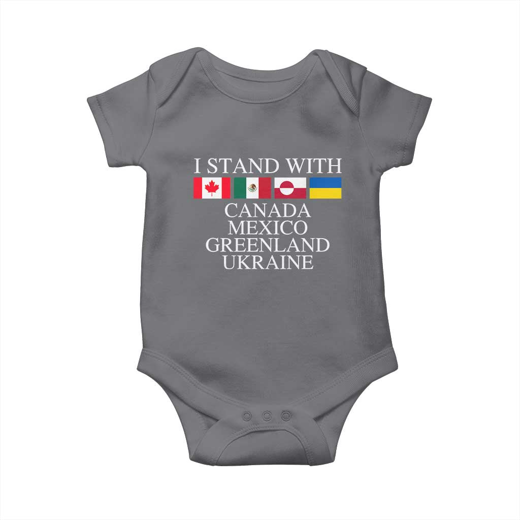 I Stand With Canada Mexico Greenland Ukraine Baby Onesie Solidarity Flags Political Statement