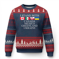 I Stand With Canada Mexico Greenland Ukraine Ugly Christmas Sweater Solidarity Flags Political Statement