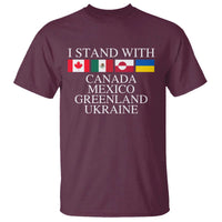 I Stand With Canada Mexico Greenland Ukraine T Shirt Solidarity Flags Political Statement
