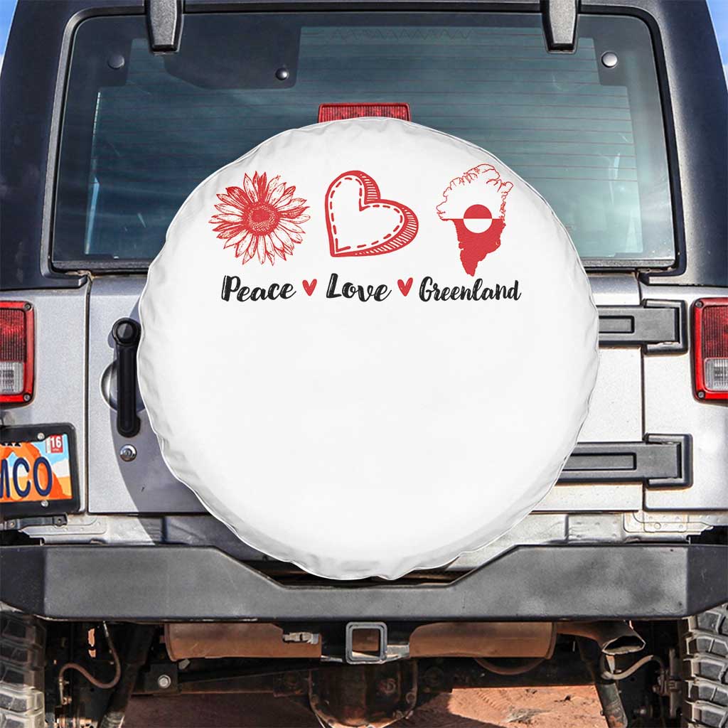 Peace Love Greenland Spare Tire Cover Sunflower Flag Stand With Greenland