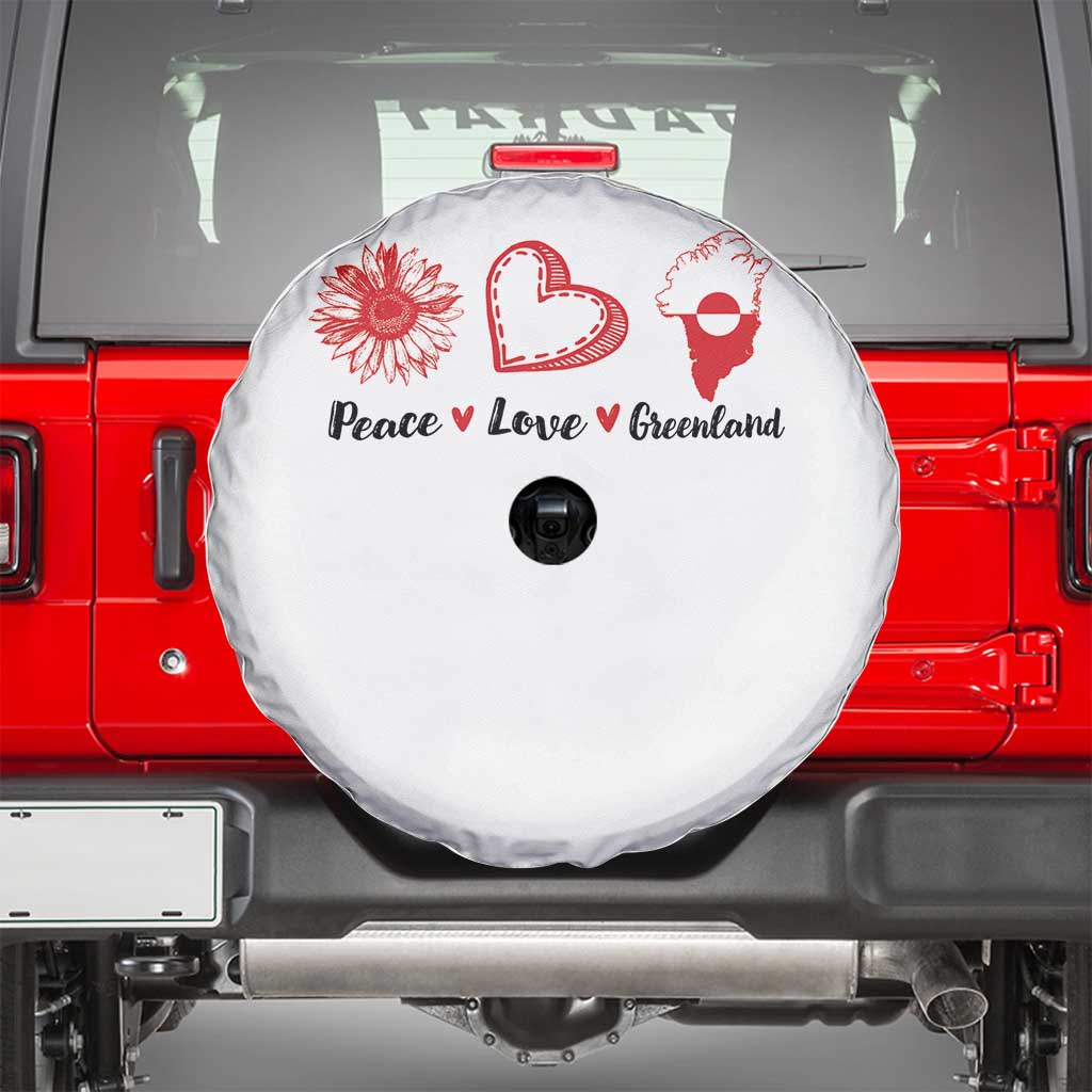 Peace Love Greenland Spare Tire Cover Sunflower Flag Stand With Greenland