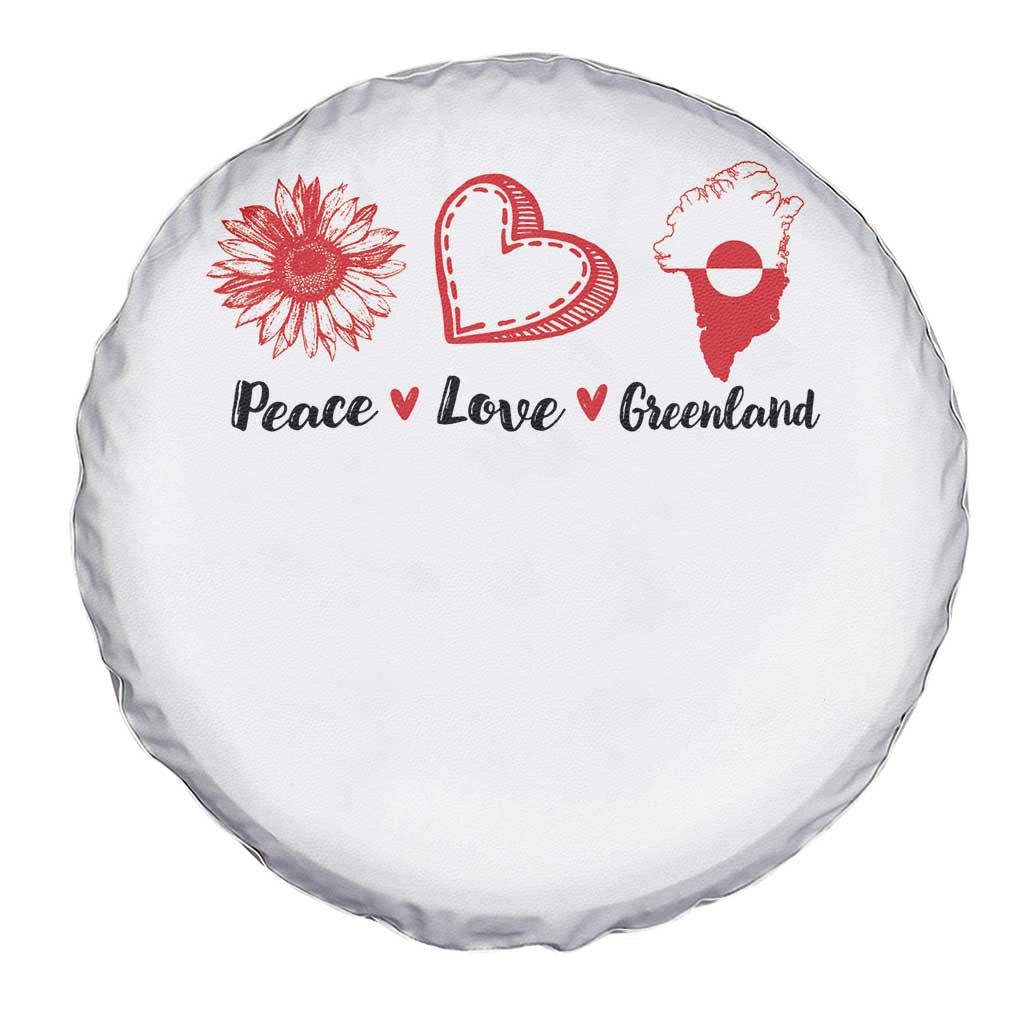 Peace Love Greenland Spare Tire Cover Sunflower Flag Stand With Greenland