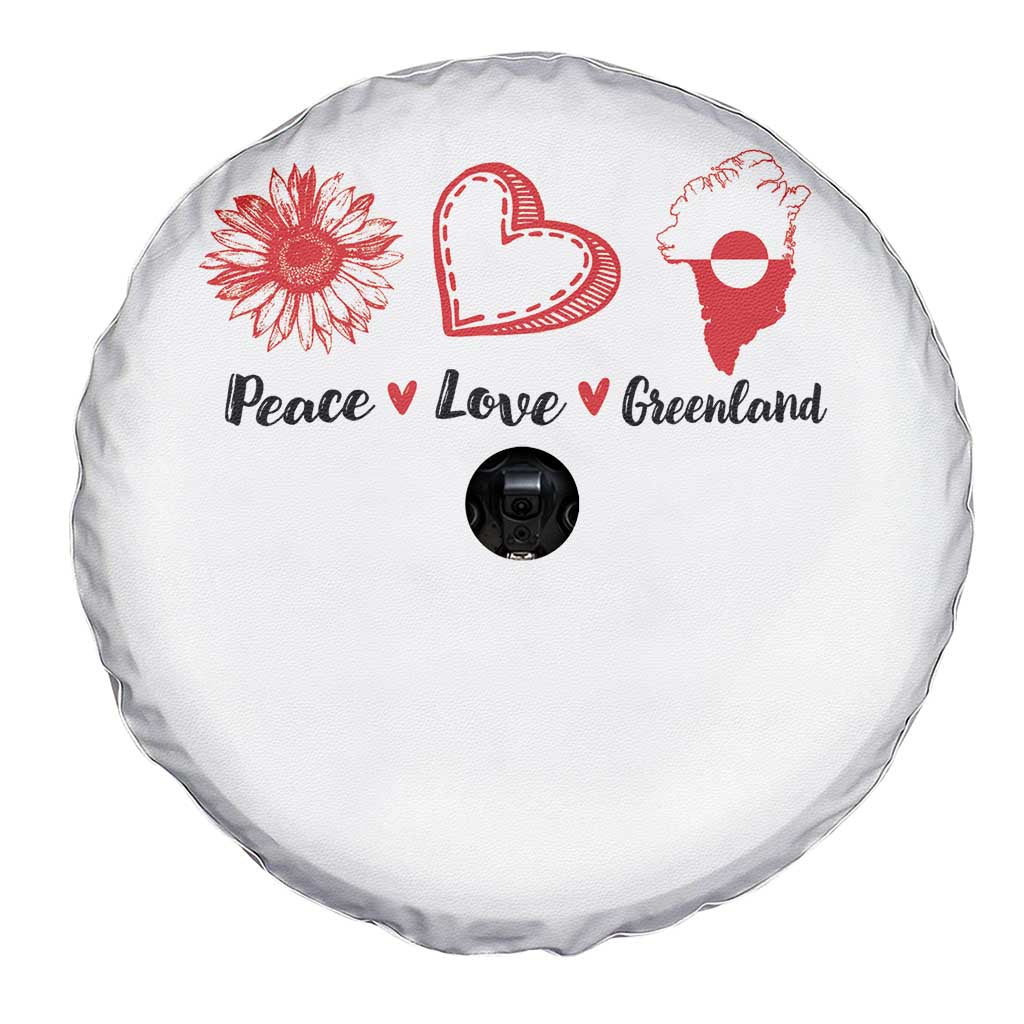 Peace Love Greenland Spare Tire Cover Sunflower Flag Stand With Greenland