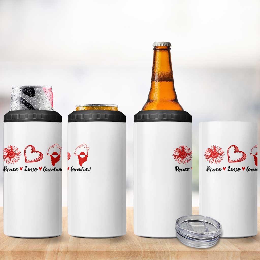 Peace Love Greenland 4 in 1 Can Cooler Tumbler Sunflower Flag Stand With Greenland