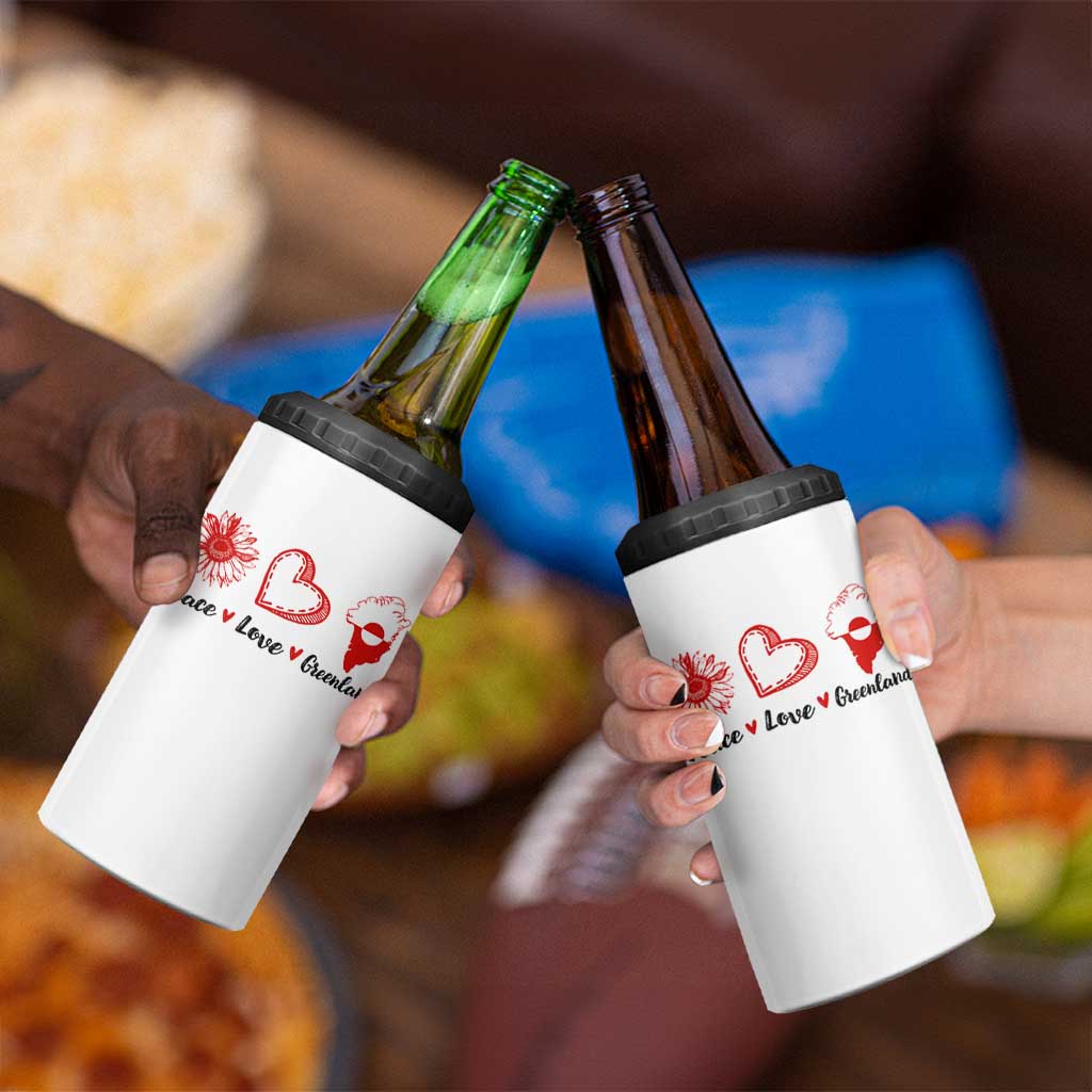 Peace Love Greenland 4 in 1 Can Cooler Tumbler Sunflower Flag Stand With Greenland