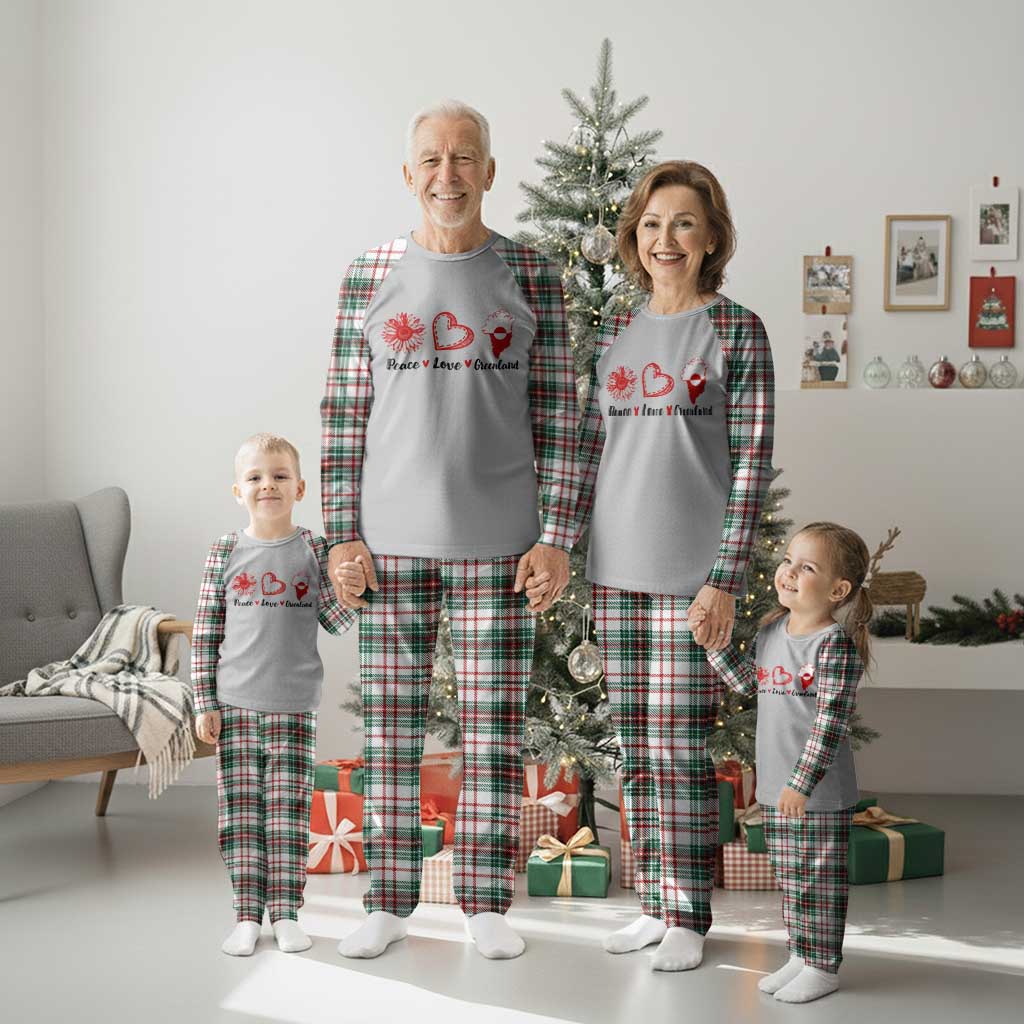 Peace Love Greenland Plaid Pajama Set Sunflower Flag Stand With Greenland