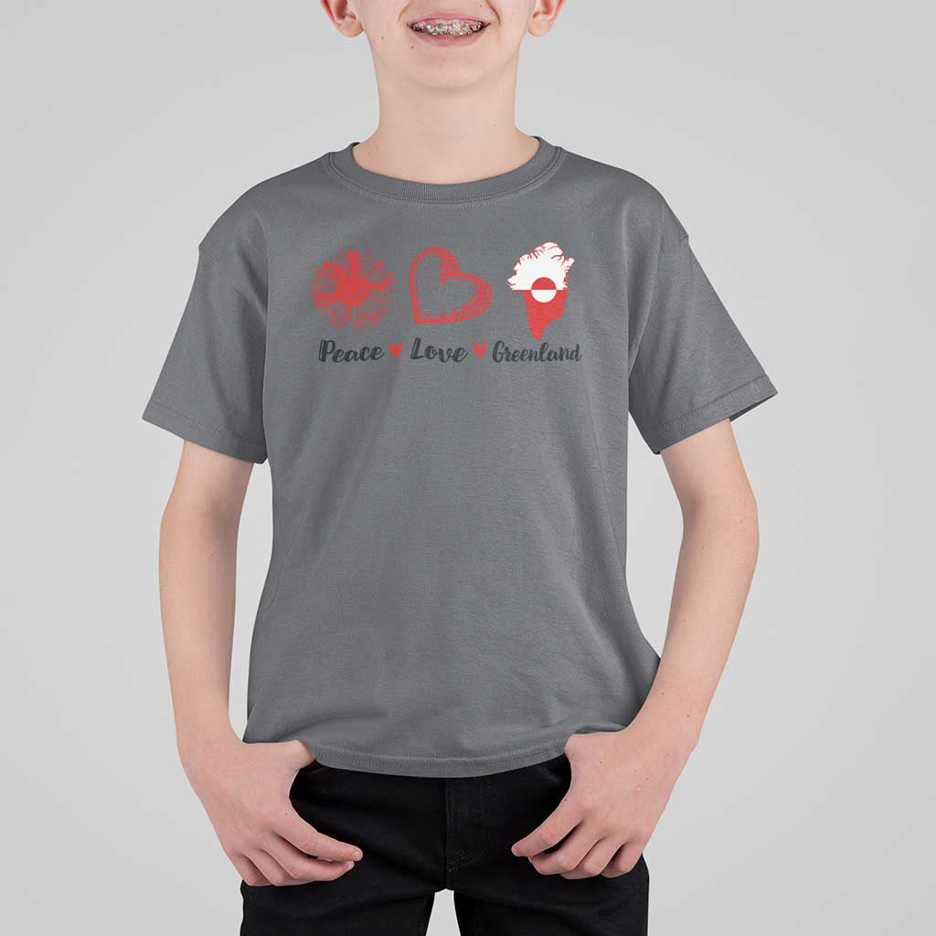 Peace Love Greenland T Shirt For Kid Sunflower Flag Stand With Greenland