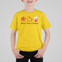 Peace Love Greenland T Shirt For Kid Sunflower Flag Stand With Greenland