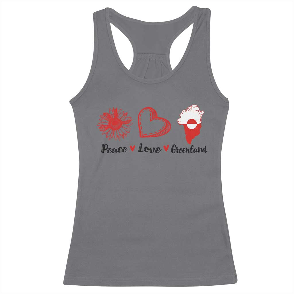 Peace Love Greenland Racerback Tank Top Sunflower Flag Stand With Greenland