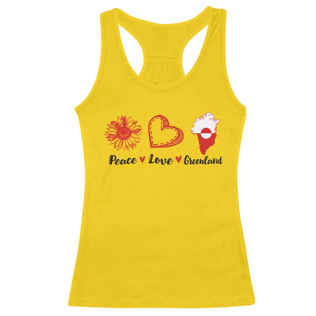 Peace Love Greenland Racerback Tank Top Sunflower Flag Stand With Greenland