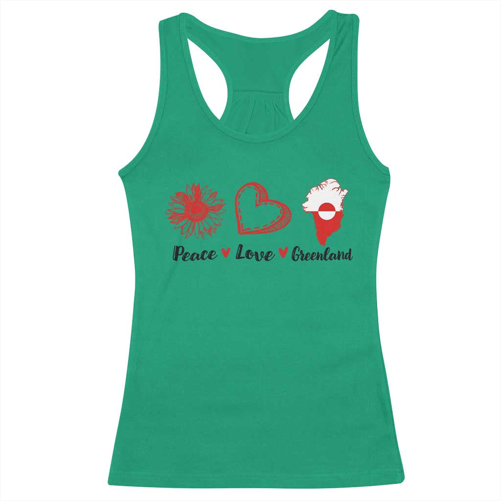 Peace Love Greenland Racerback Tank Top Sunflower Flag Stand With Greenland
