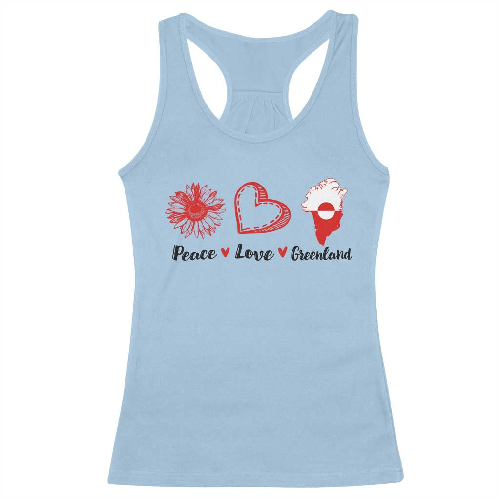 Peace Love Greenland Racerback Tank Top Sunflower Flag Stand With Greenland