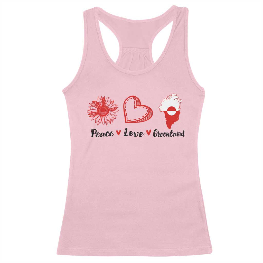 Peace Love Greenland Racerback Tank Top Sunflower Flag Stand With Greenland