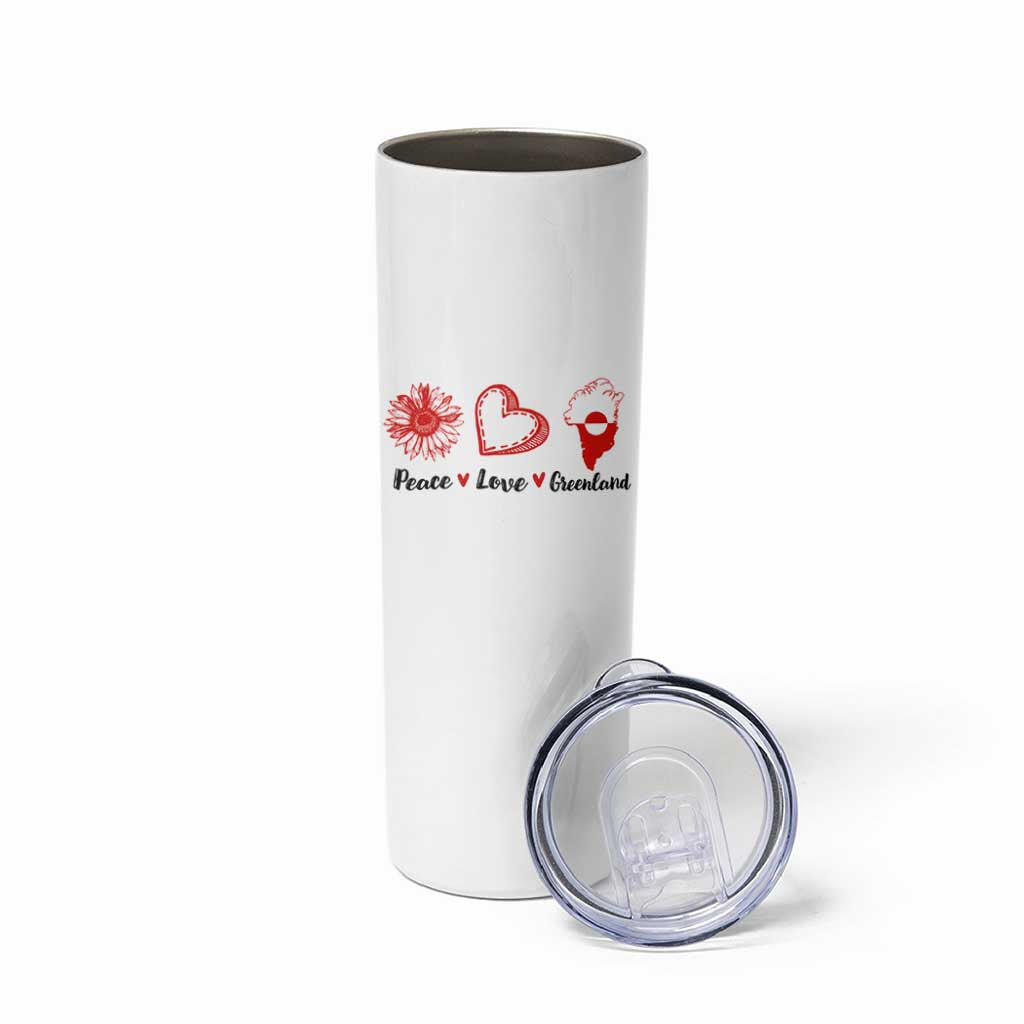 Peace Love Greenland Skinny Tumbler Sunflower Flag Stand With Greenland
