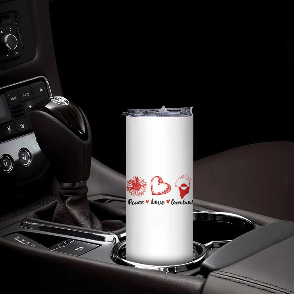 Peace Love Greenland Skinny Tumbler Sunflower Flag Stand With Greenland