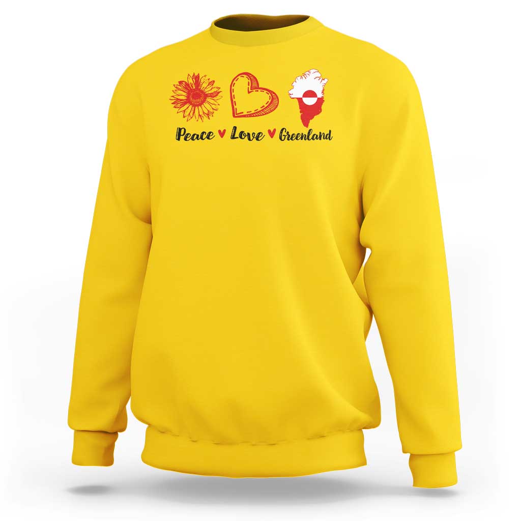 Peace Love Greenland Sweatshirt Sunflower Flag Stand With Greenland