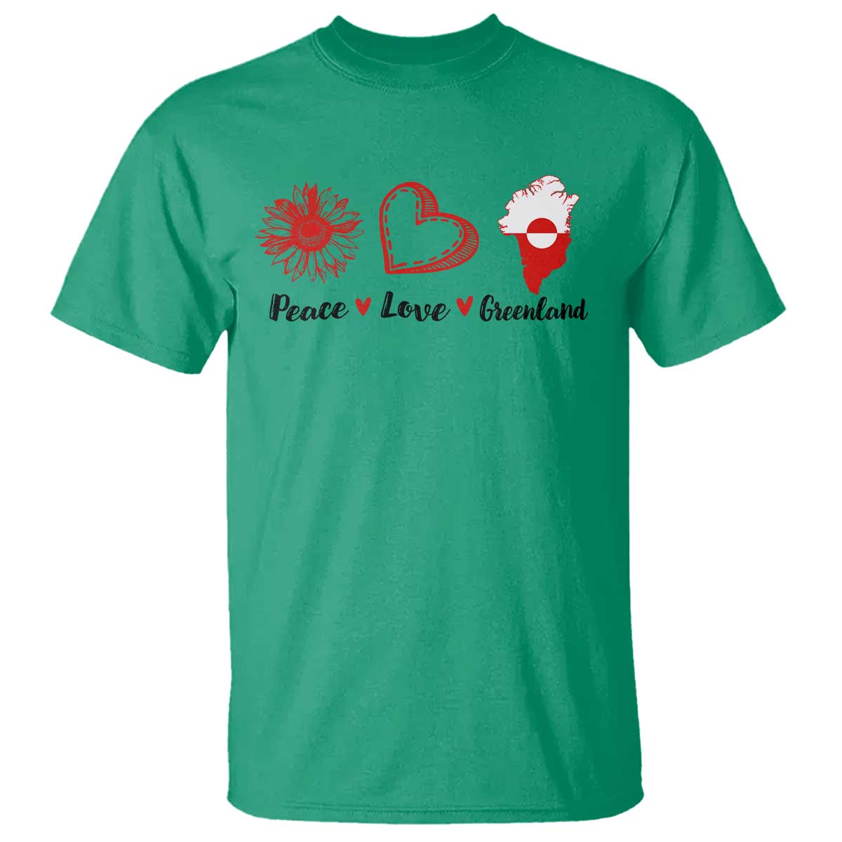 Peace Love Greenland T Shirt Sunflower Flag Stand With Greenland