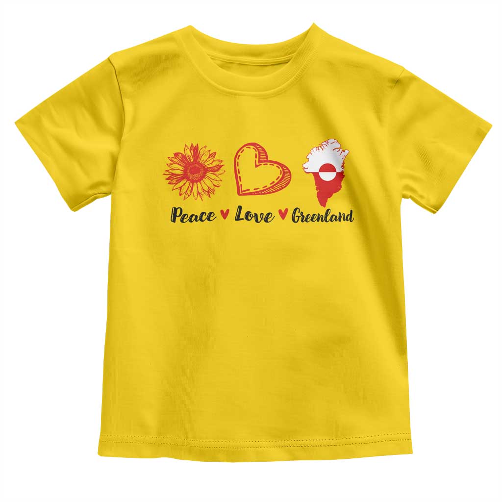 Peace Love Greenland Toddler T Shirt Sunflower Flag Stand With Greenland