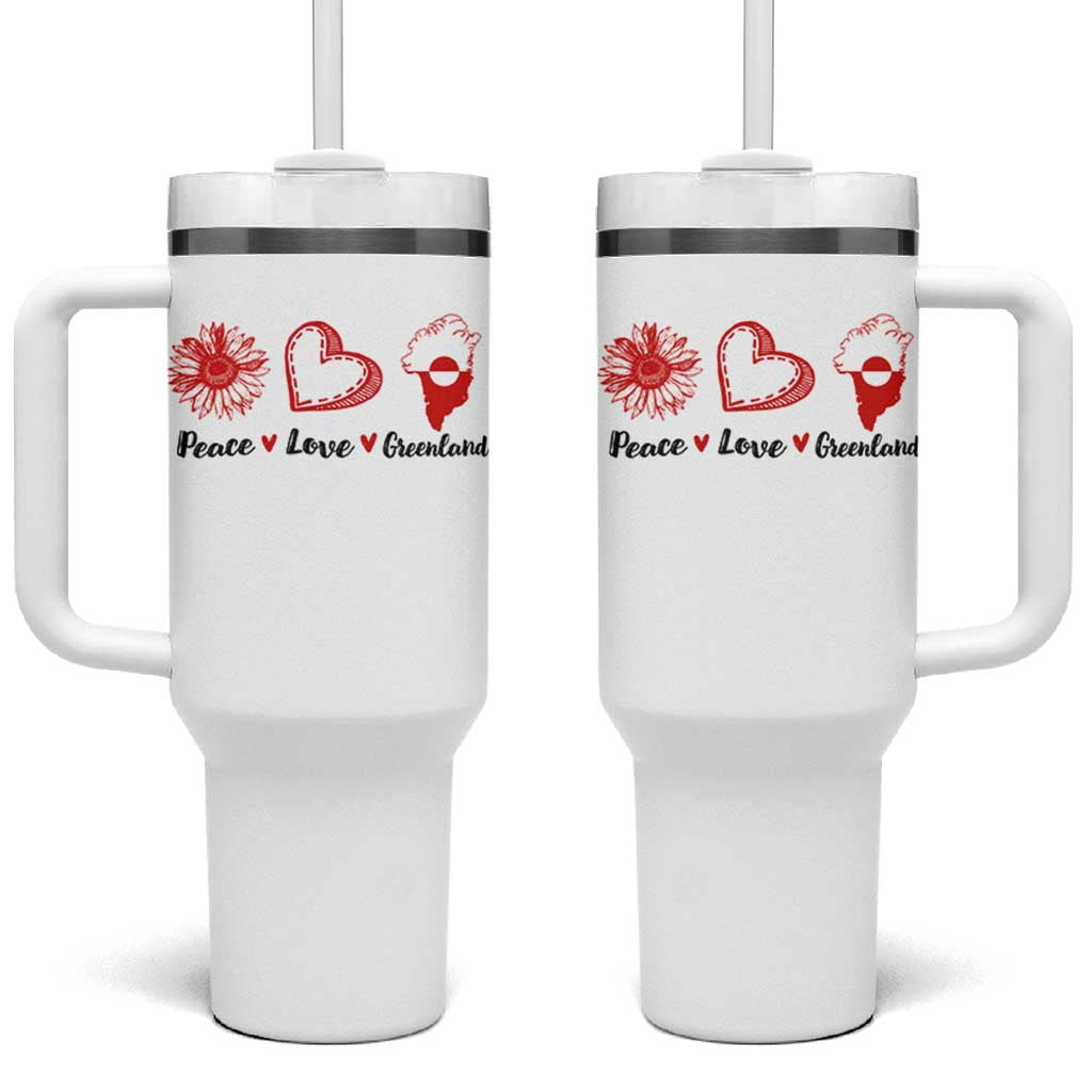 Peace Love Greenland Tumbler With Handle Sunflower Flag Stand With Greenland