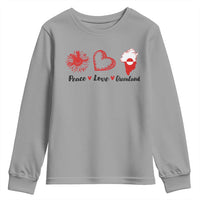 Peace Love Greenland Youth Sweatshirt Sunflower Flag Stand With Greenland