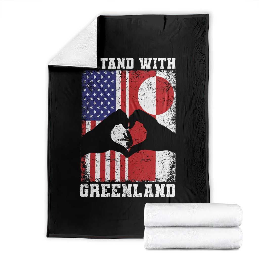 I Stand With Greenland Throw Blanket Greenlander US Flag Greenland American Usa America