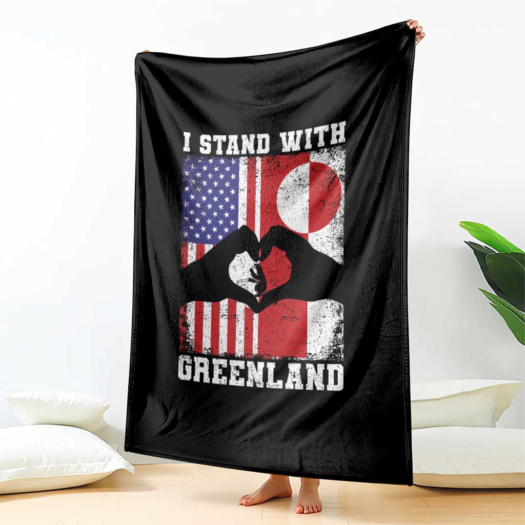 I Stand With Greenland Throw Blanket Greenlander US Flag Greenland American Usa America